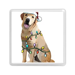 White Labrador Dog T- Shirt White Labrador Dog Santa Christmas Tree Lights Xmas T- Shirt Memory Card Reader (square) by ZUXUMI