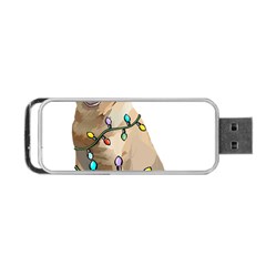 White Labrador Dog T- Shirt White Labrador Dog Santa Christmas Tree Lights Xmas T- Shirt Portable Usb Flash (two Sides) by ZUXUMI