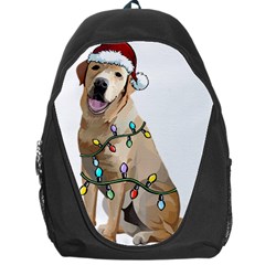 White Labrador Dog T- Shirt White Labrador Dog Santa Christmas Tree Lights Xmas T- Shirt Backpack Bag by ZUXUMI