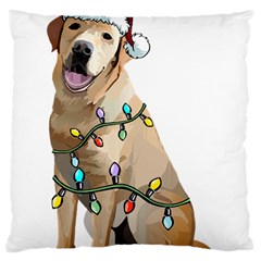 White Labrador Dog T- Shirt White Labrador Dog Santa Christmas Tree Lights Xmas T- Shirt Large Premium Plush Fleece Cushion Case (one Side) by ZUXUMI