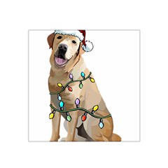 White Labrador Dog T- Shirt White Labrador Dog Santa Christmas Tree Lights Xmas T- Shirt Satin Bandana Scarf 22  X 22  by ZUXUMI