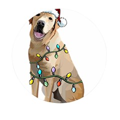 White Labrador Dog T- Shirt White Labrador Dog Santa Christmas Tree Lights Xmas T- Shirt Mini Round Pill Box by ZUXUMI