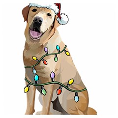 White Labrador Dog T- Shirt White Labrador Dog Santa Christmas Tree Lights Xmas T- Shirt Wooden Puzzle Square by ZUXUMI