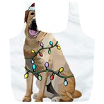 White Labrador Dog T- Shirt White Labrador Dog Santa Christmas Tree Lights Xmas T- Shirt Full Print Recycle Bag (XXXL) Front