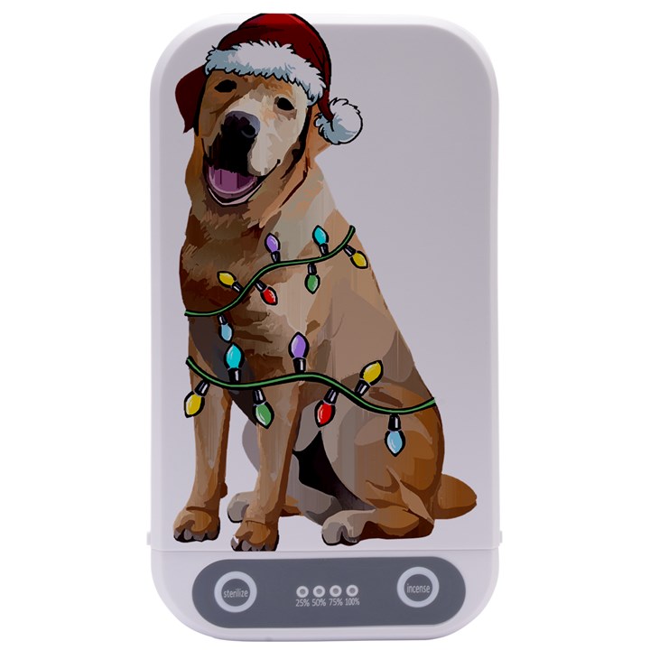 White Labrador Dog T- Shirt White Labrador Dog Santa Christmas Tree Lights Xmas T- Shirt Sterilizers