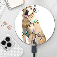 White Labrador Dog T- Shirt White Labrador Dog Santa Christmas Tree Lights Xmas T- Shirt Wireless Fast Charger(white) by ZUXUMI