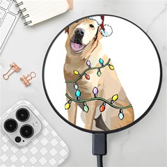 White Labrador Dog T- Shirt White Labrador Dog Santa Christmas Tree Lights Xmas T- Shirt Wireless Fast Charger(black) by ZUXUMI