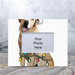 White Labrador Dog T- Shirt White Labrador Dog Santa Christmas Tree Lights Xmas T- Shirt White Tabletop Photo Frame 4 x6  by ZUXUMI