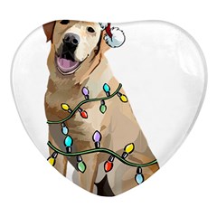 White Labrador Dog T- Shirt White Labrador Dog Santa Christmas Tree Lights Xmas T- Shirt Heart Glass Fridge Magnet (4 Pack) by ZUXUMI