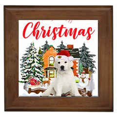 White Labrador Santa Merry T- Shirt Red Winter Christmas Hat House White Labrador  Santa Merry T- Sh Framed Tile by ZUXUMI