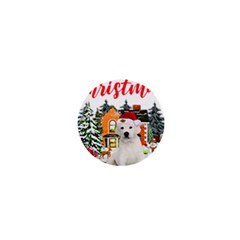 White Labrador Santa Merry T- Shirt Red Winter Christmas Hat House White Labrador  Santa Merry T- Sh 1  Mini Buttons by ZUXUMI