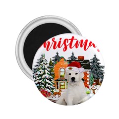 White Labrador Santa Merry T- Shirt Red Winter Christmas Hat House White Labrador  Santa Merry T- Sh 2 25  Magnets by ZUXUMI