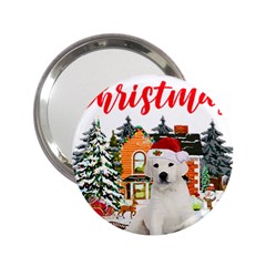 White Labrador Santa Merry T- Shirt Red Winter Christmas Hat House White Labrador  Santa Merry T- Sh 2 25  Handbag Mirrors by ZUXUMI