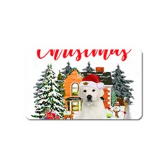 White Labrador Santa Merry T- Shirt Red Winter Christmas Hat House White Labrador  Santa Merry T- Sh Magnet (name Card) by ZUXUMI