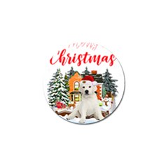 White Labrador Santa Merry T- Shirt Red Winter Christmas Hat House White Labrador  Santa Merry T- Sh Golf Ball Marker by ZUXUMI