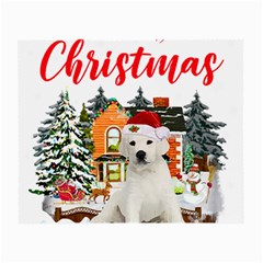 White Labrador Santa Merry T- Shirt Red Winter Christmas Hat House White Labrador  Santa Merry T- Sh Small Glasses Cloth by ZUXUMI