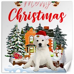 White Labrador Santa Merry T- Shirt Red Winter Christmas Hat House White Labrador  Santa Merry T- Sh Canvas 12  X 12  by ZUXUMI