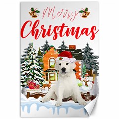 White Labrador Santa Merry T- Shirt Red Winter Christmas Hat House White Labrador  Santa Merry T- Sh Canvas 12  X 18  by ZUXUMI