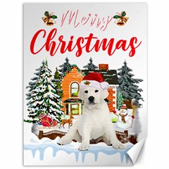 White Labrador Santa Merry T- Shirt Red Winter Christmas Hat House White Labrador  Santa Merry T- Sh Canvas 36  X 48  by ZUXUMI