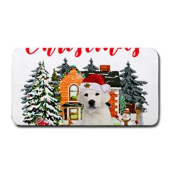 White Labrador Santa Merry T- Shirt Red Winter Christmas Hat House White Labrador  Santa Merry T- Sh Medium Bar Mat by ZUXUMI