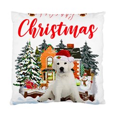 White Labrador Santa Merry T- Shirt Red Winter Christmas Hat House White Labrador  Santa Merry T- Sh Standard Cushion Case (one Side) by ZUXUMI