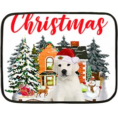 White Labrador Santa Merry T- Shirt Red Winter Christmas Hat House White Labrador  Santa Merry T- Sh Fleece Blanket (mini) by ZUXUMI