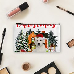 White Labrador Santa Merry T- Shirt Red Winter Christmas Hat House White Labrador  Santa Merry T- Sh Cosmetic Bag (small) by ZUXUMI