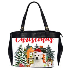 White Labrador Santa Merry T- Shirt Red Winter Christmas Hat House White Labrador  Santa Merry T- Sh Oversize Office Handbag (2 Sides) by ZUXUMI