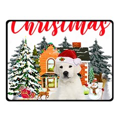 White Labrador Santa Merry T- Shirt Red Winter Christmas Hat House White Labrador  Santa Merry T- Sh Fleece Blanket (small) by ZUXUMI