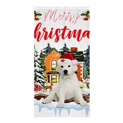 White Labrador Santa Merry T- Shirt Red Winter Christmas Hat House White Labrador  Santa Merry T- Sh Shower Curtain 36  X 72  (stall)  by ZUXUMI