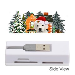 White Labrador Santa Merry T- Shirt Red Winter Christmas Hat House White Labrador  Santa Merry T- Sh Memory Card Reader (stick) by ZUXUMI