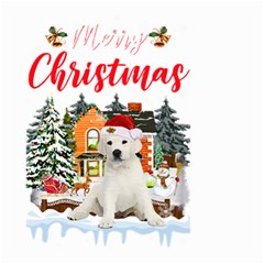 White Labrador Santa Merry T- Shirt Red Winter Christmas Hat House White Labrador  Santa Merry T- Sh Small Garden Flag (two Sides) by ZUXUMI