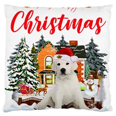 White Labrador Santa Merry T- Shirt Red Winter Christmas Hat House White Labrador  Santa Merry T- Sh Large Cushion Case (two Sides) by ZUXUMI