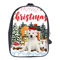 White Labrador Santa Merry T- Shirt Red Winter Christmas Hat House White Labrador  Santa Merry T- Sh School Bag (xl) by ZUXUMI