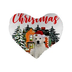 White Labrador Santa Merry T- Shirt Red Winter Christmas Hat House White Labrador  Santa Merry T- Sh Standard 16  Premium Heart Shape Cushions by ZUXUMI