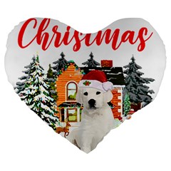 White Labrador Santa Merry T- Shirt Red Winter Christmas Hat House White Labrador  Santa Merry T- Sh Large 19  Premium Heart Shape Cushions by ZUXUMI