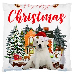 White Labrador Santa Merry T- Shirt Red Winter Christmas Hat House White Labrador  Santa Merry T- Sh Standard Premium Plush Fleece Cushion Case (two Sides) by ZUXUMI