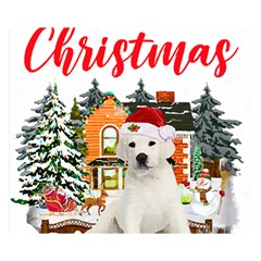 White Labrador Santa Merry T- Shirt Red Winter Christmas Hat House White Labrador  Santa Merry T- Sh Two Sides Premium Plush Fleece Blanket (small) by ZUXUMI