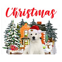 White Labrador Santa Merry T- Shirt Red Winter Christmas Hat House White Labrador  Santa Merry T- Sh Two Sides Premium Plush Fleece Blanket (medium) by ZUXUMI