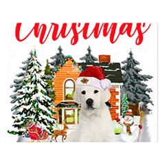 White Labrador Santa Merry T- Shirt Red Winter Christmas Hat House White Labrador  Santa Merry T- Sh Two Sides Premium Plush Fleece Blanket (large) by ZUXUMI