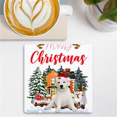 White Labrador Santa Merry T- Shirt Red Winter Christmas Hat House White Labrador  Santa Merry T- Sh Uv Print Square Tile Coaster  by ZUXUMI