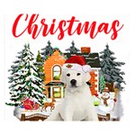 White Labrador Santa Merry T- Shirt Red Winter Christmas Hat House White Labrador  Santa Merry T- Sh Premium Plush Fleece Blanket (Small) 50 x40  Blanket Front