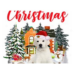 White Labrador Santa Merry T- Shirt Red Winter Christmas Hat House White Labrador  Santa Merry T- Sh Two Sides Premium Plush Fleece Blanket (extra Small) by ZUXUMI