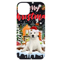 White Labrador Santa Merry T- Shirt Red Winter Christmas Hat House White Labrador  Santa Merry T- Sh Iphone 14 Plus Black Uv Print Case by ZUXUMI