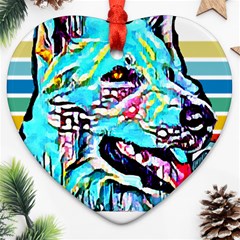 White Shepherd Turquoise Artsy T- Shirt White Shepherd (turquoise Artsy) T- Shirt Ornament (heart) by ZUXUMI