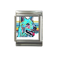 White Shepherd Turquoise Artsy T- Shirt White Shepherd (turquoise Artsy) T- Shirt Italian Charm (13mm) by ZUXUMI