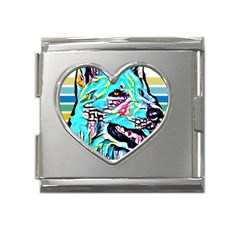 White Shepherd Turquoise Artsy T- Shirt White Shepherd (turquoise Artsy) T- Shirt Mega Link Heart Italian Charm (18mm) by ZUXUMI