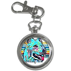 White Shepherd Turquoise Artsy T- Shirt White Shepherd (turquoise Artsy) T- Shirt Key Chain Watches by ZUXUMI