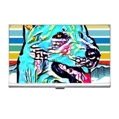 White Shepherd Turquoise Artsy T- Shirt White Shepherd (turquoise Artsy) T- Shirt Business Card Holder by ZUXUMI