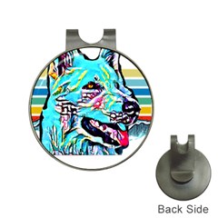 White Shepherd Turquoise Artsy T- Shirt White Shepherd (turquoise Artsy) T- Shirt Hat Clips With Golf Markers by ZUXUMI